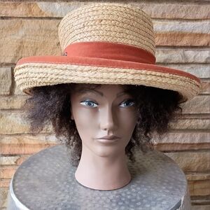 Sun & Sand Stylish Tan and Orange Women's Straw Hat